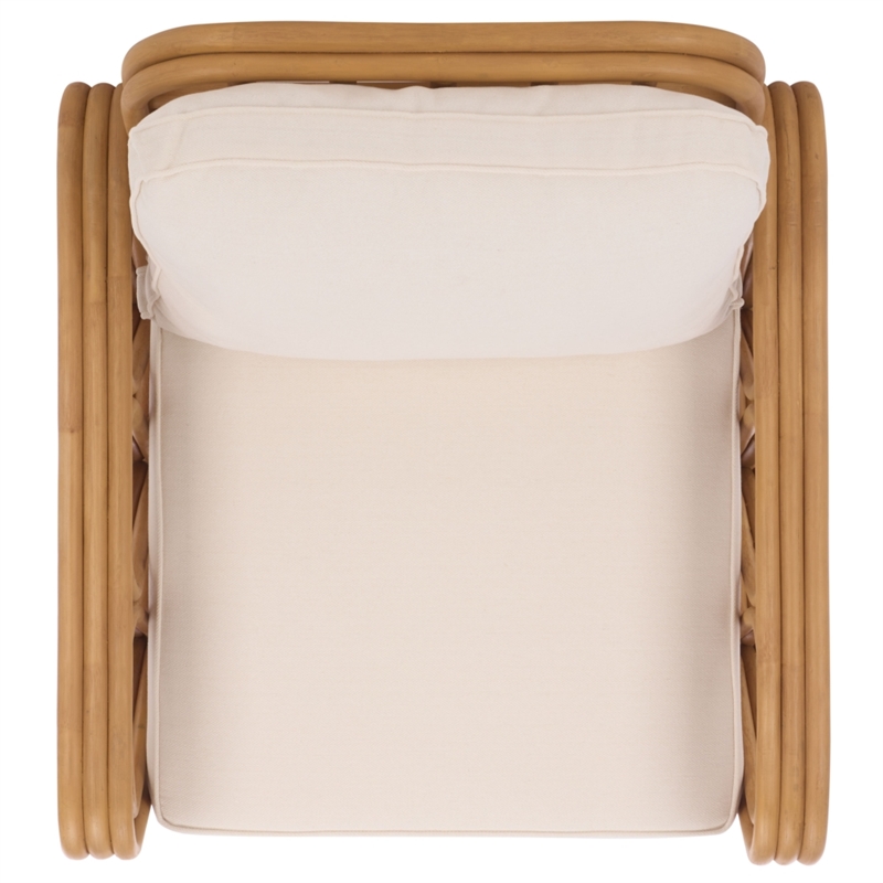 Safavieh Malina Rattan Pole and Fabric Accent Chair  in Natural / White