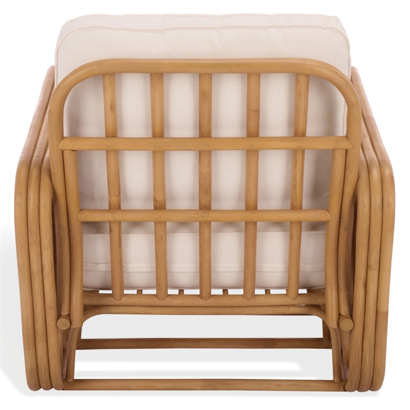 Safavieh Malina Rattan Pole and Fabric Accent Chair  in Natural / White