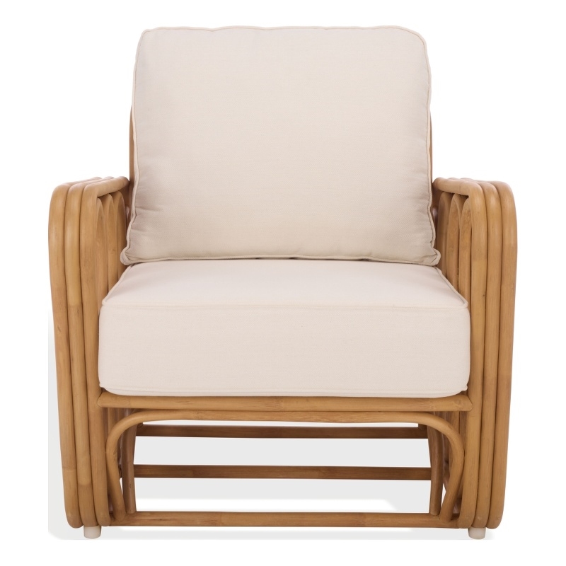 Safavieh Malina Rattan Pole and Fabric Accent Chair  in Natural / White