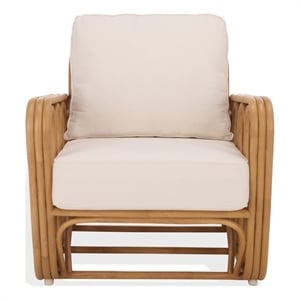 Safavieh Malina Rattan Pole and Fabric Accent Chair  in Natural / White