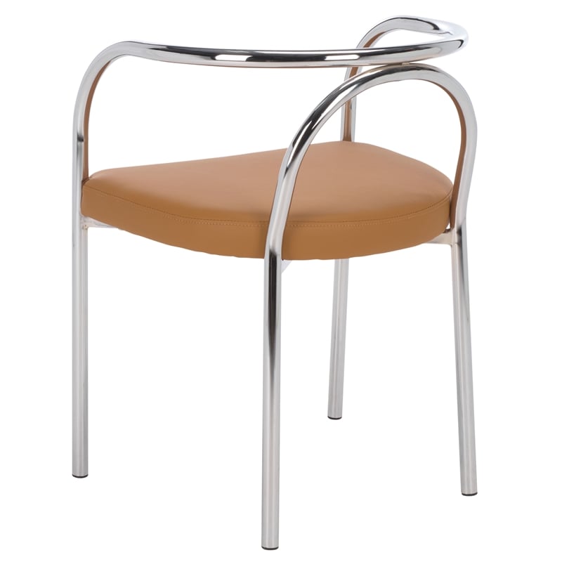 Safavieh Nexus Wood and Steel Dining Chair in Brown / Chrome