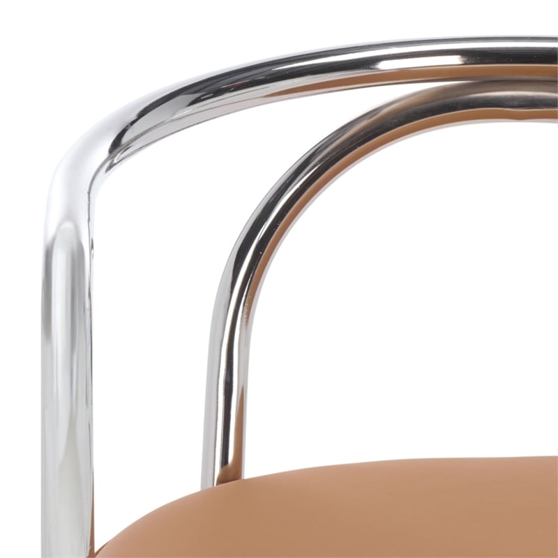 Safavieh Nexus Wood and Steel Dining Chair in Brown / Chrome