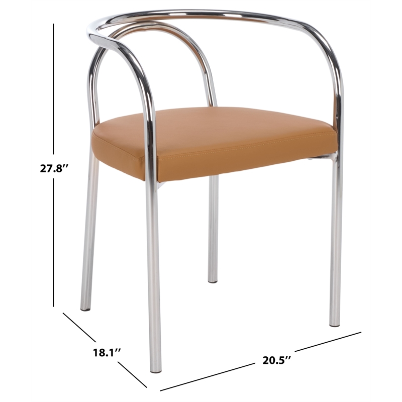 Safavieh Nexus Wood and Steel Dining Chair in Brown / Chrome