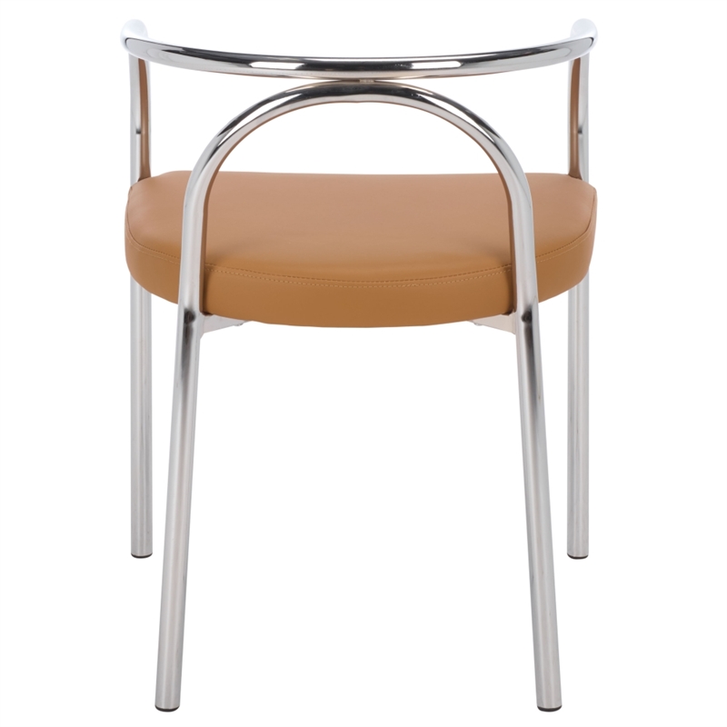 Safavieh Nexus Wood and Steel Dining Chair in Brown / Chrome