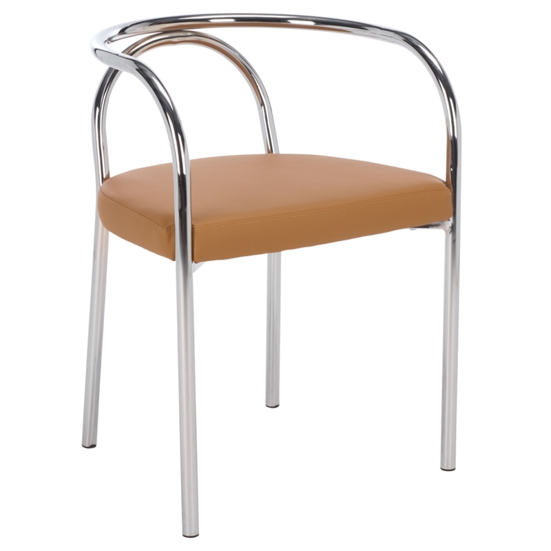 Safavieh Nexus Wood and Steel Dining Chair in Brown / Chrome
