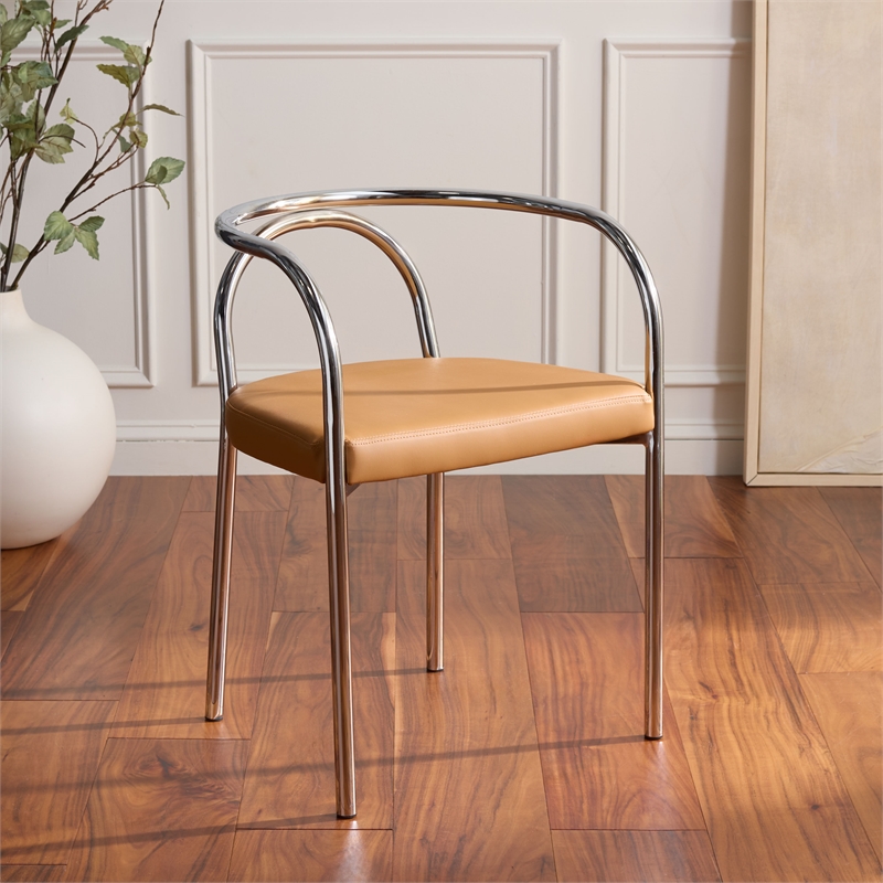 Safavieh Nexus Wood and Steel Dining Chair in Brown / Chrome