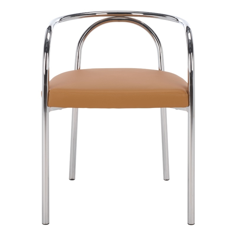 Safavieh Nexus Wood and Steel Dining Chair in Brown / Chrome