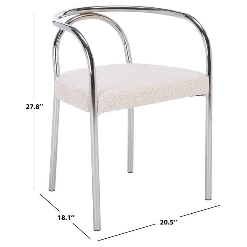 Safavieh Nexus Metal and Wood Dining Chair  in Cream  / Chrome