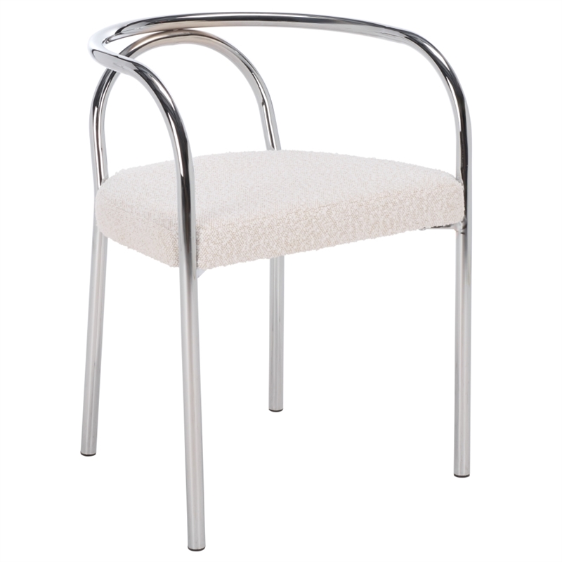 Safavieh Nexus Metal and Wood Dining Chair  in Cream  / Chrome