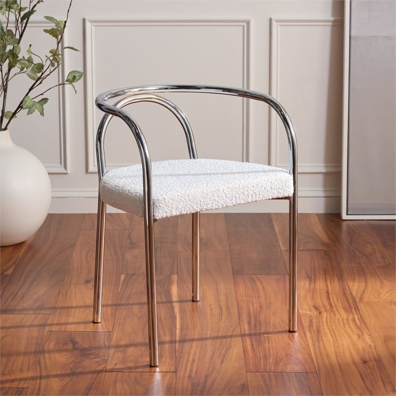 Safavieh Nexus Metal and Wood Dining Chair  in Cream  / Chrome
