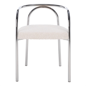 Safavieh Nexus Metal and Wood Dining Chair  in Cream  / Chrome