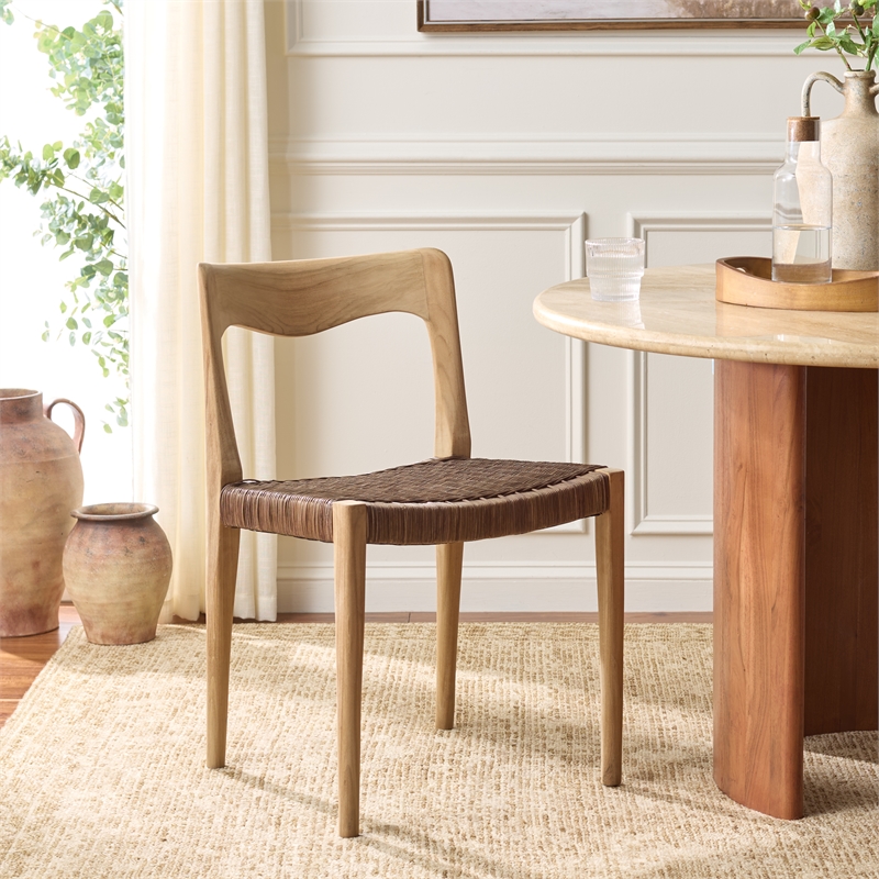 Safavieh Sezja Wicker and Rattan Dining Chair  in Natural / Brown