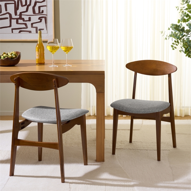 Safavieh Yamato Wood and Fabric Dining Chair in Brown / Gray