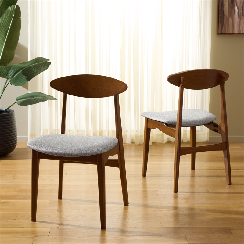 Safavieh Yamato Wood and Fabric Dining Chair in Brown / Gray