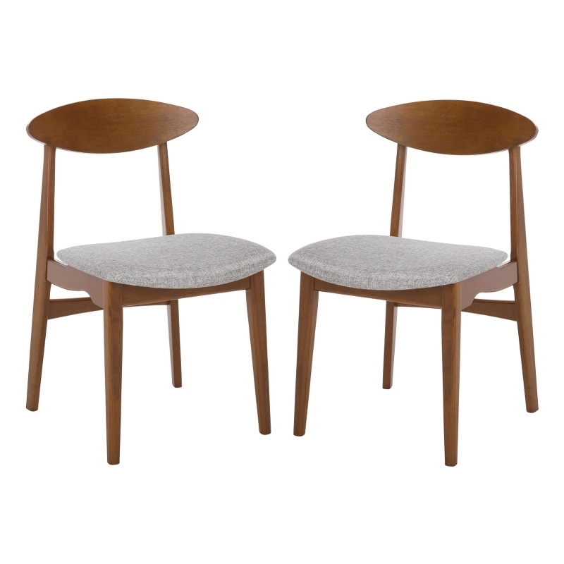 Safavieh Yamato Wood and Fabric Dining Chair in Brown / Gray