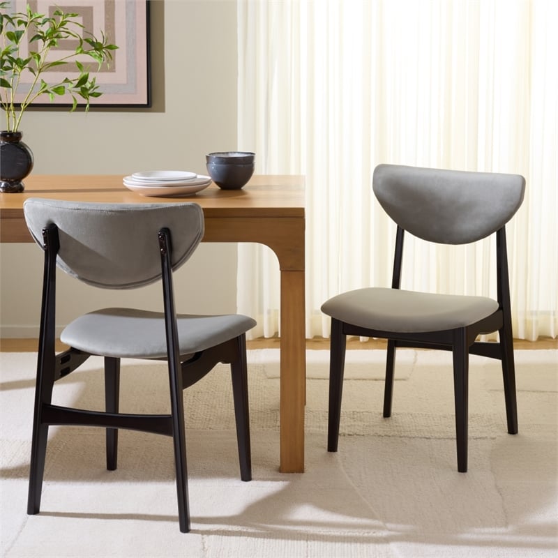Safavieh Botan Wood and Fabric Dining Chair in Black / Gray