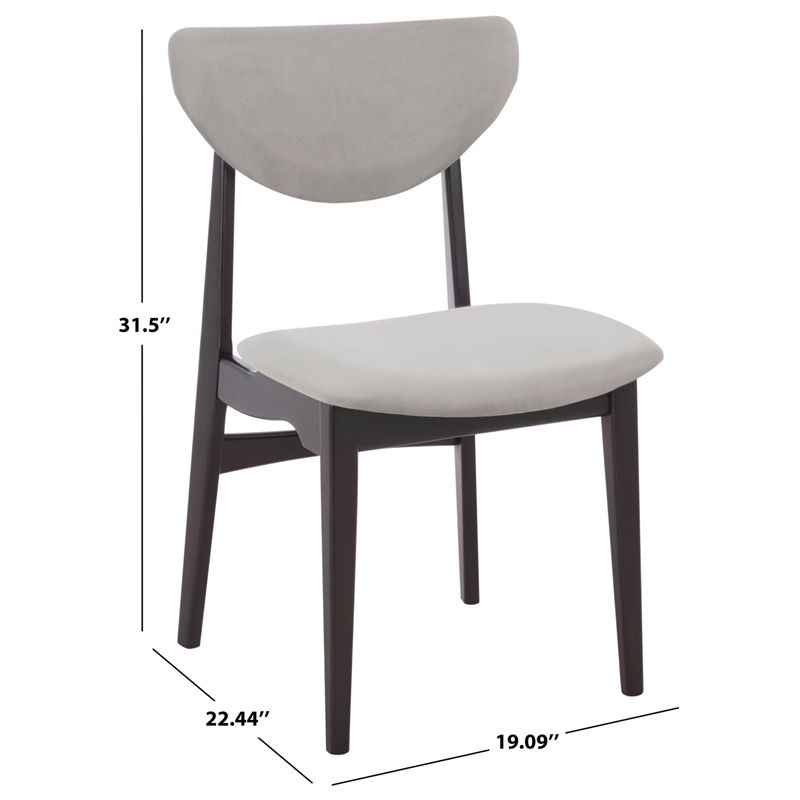 Safavieh Botan Wood and Fabric Dining Chair in Black / Gray
