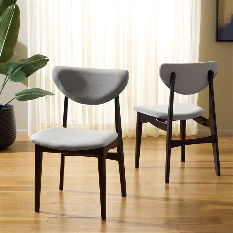 Safavieh Botan Wood and Fabric Dining Chair in Black / Gray