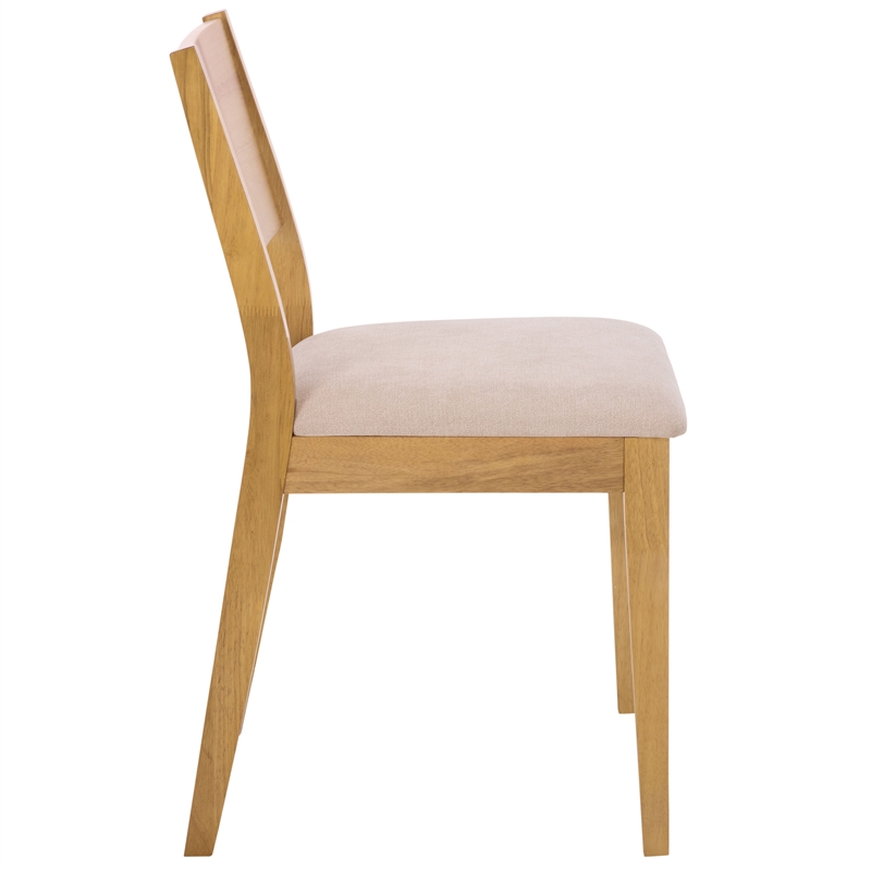 Safavieh Kata Wood and Fabric Dining Chair in Natural / Cream
