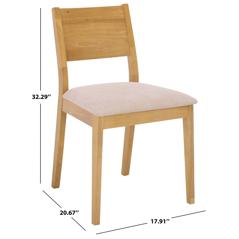 Safavieh Kata Wood and Fabric Dining Chair in Natural / Cream