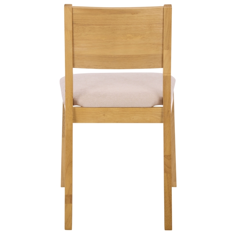 Safavieh Kata Wood and Fabric Dining Chair in Natural / Cream