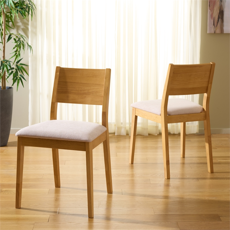 Safavieh Kata Wood and Fabric Dining Chair in Natural / Cream