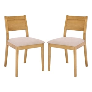 Safavieh Kata Wood and Fabric Dining Chair in Natural / Cream