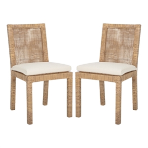 Safavieh Tojo Cane Rattan and Wood Dining Chair w/ Cushion in Brown