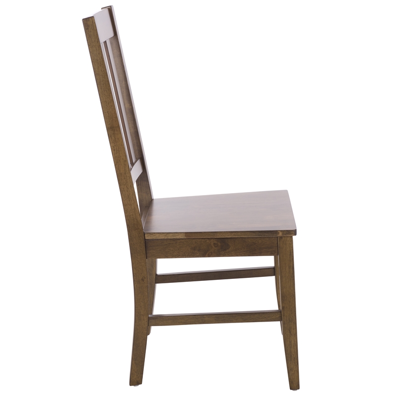 Safavieh Roswitha Wood Slat Back Side Chair in Dark Oak