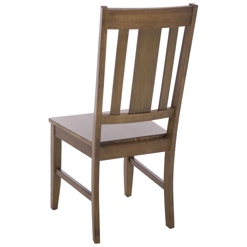 Safavieh Roswitha Wood Slat Back Side Chair in Dark Oak