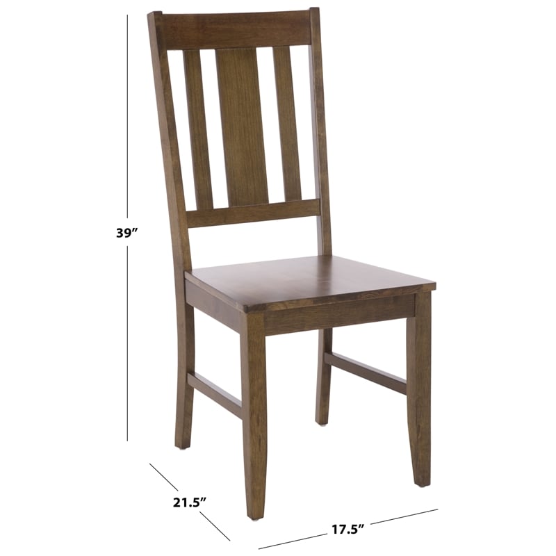 Safavieh Roswitha Wood Slat Back Side Chair in Dark Oak