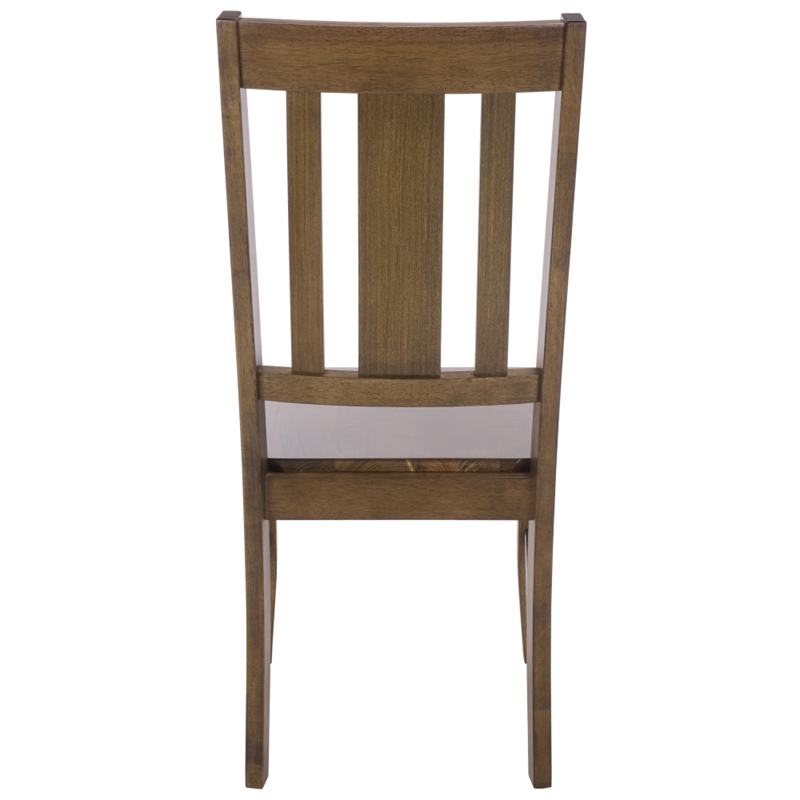 Safavieh Roswitha Wood Slat Back Side Chair in Dark Oak