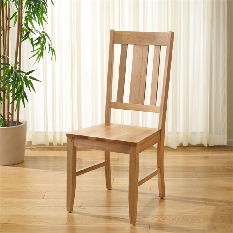 Safavieh Roswitha  Wood Slat Back Side Chair in Light Oak