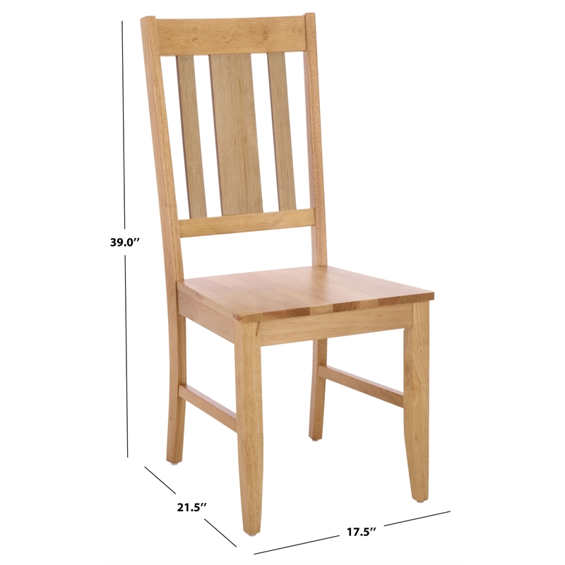 Safavieh Roswitha  Wood Slat Back Side Chair in Light Oak