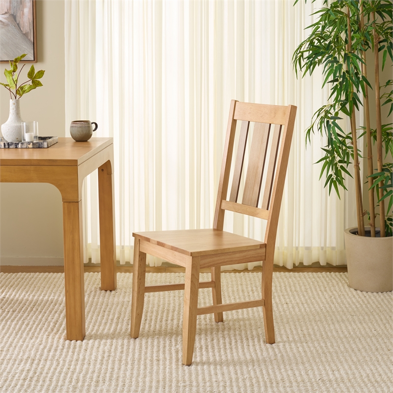 Safavieh Roswitha  Wood Slat Back Side Chair in Light Oak