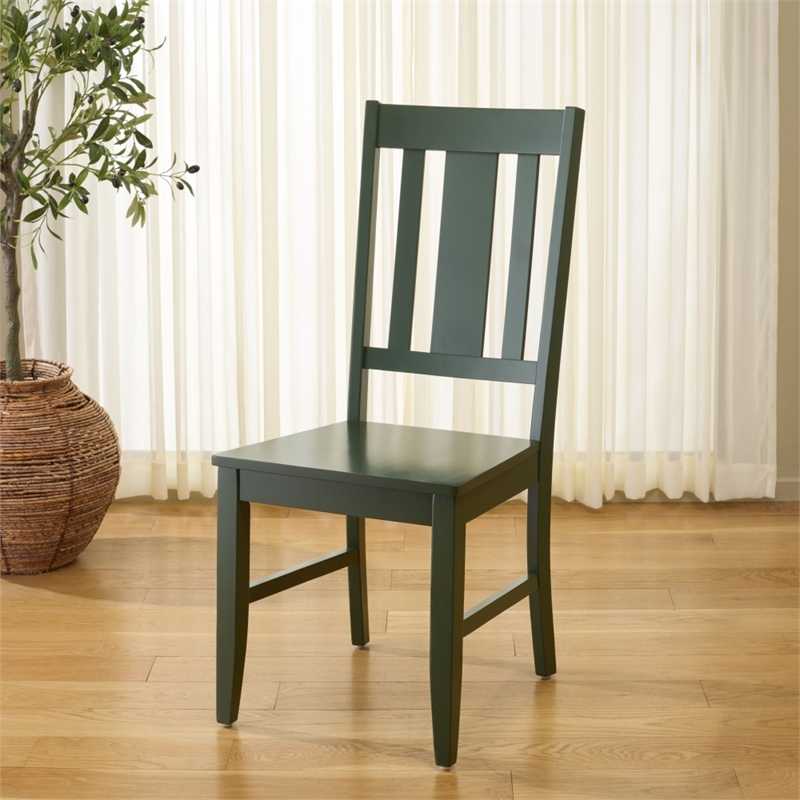 Safavieh Roswitha Wood Slat Back Side Chair in Green