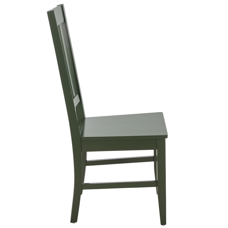 Safavieh Roswitha Wood Slat Back Side Chair in Green