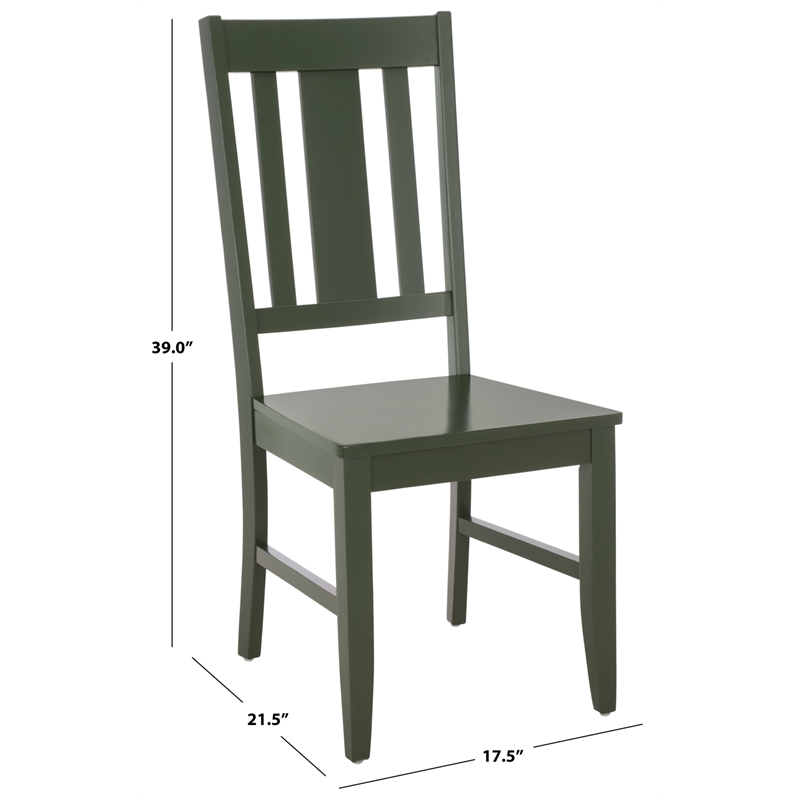 Safavieh Roswitha Wood Slat Back Side Chair in Green