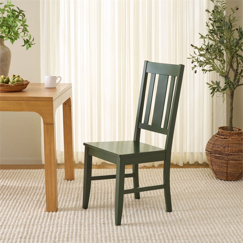 Safavieh Roswitha Wood Slat Back Side Chair in Green