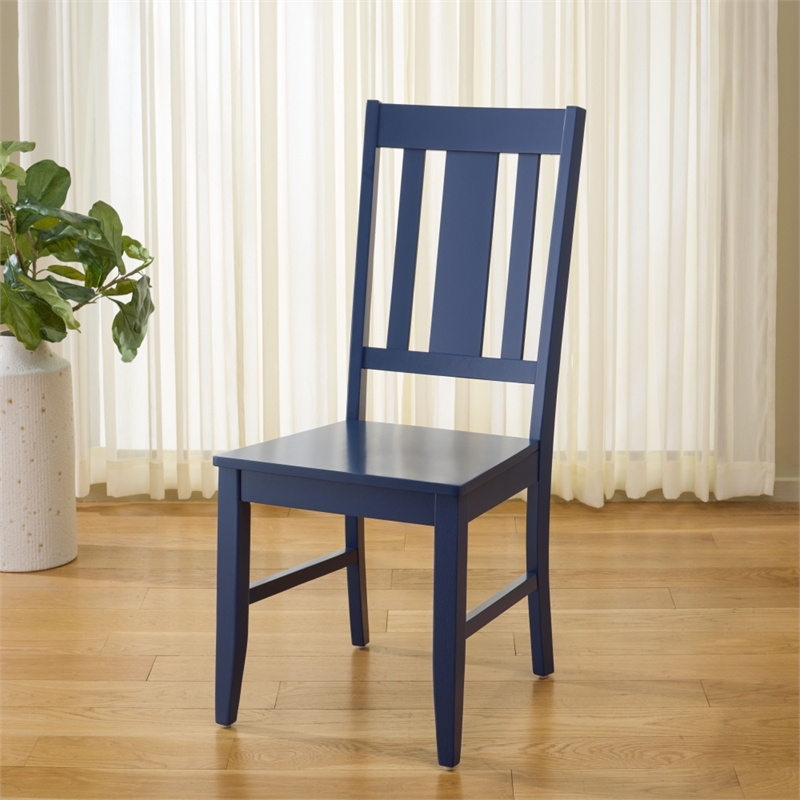Safavieh Roswitha Wood Slat Back Side Chair in Blue