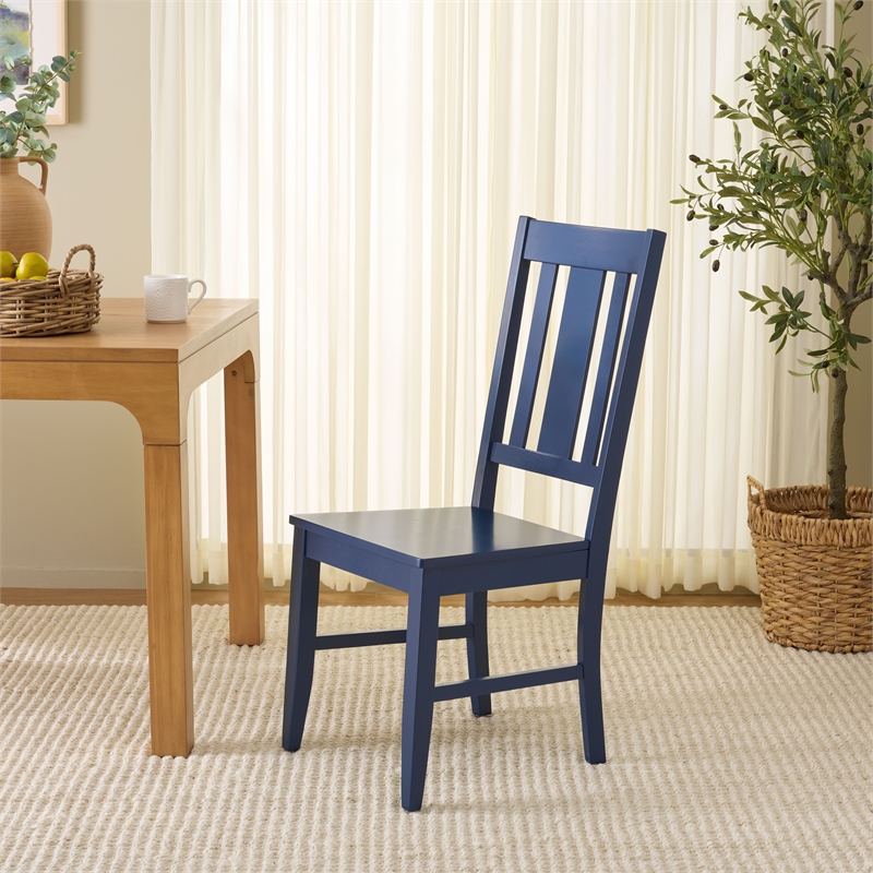 Safavieh Roswitha Wood Slat Back Side Chair in Blue