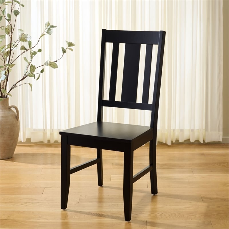 Safavieh Roswitha Wood Slat Back Side Chair in Black