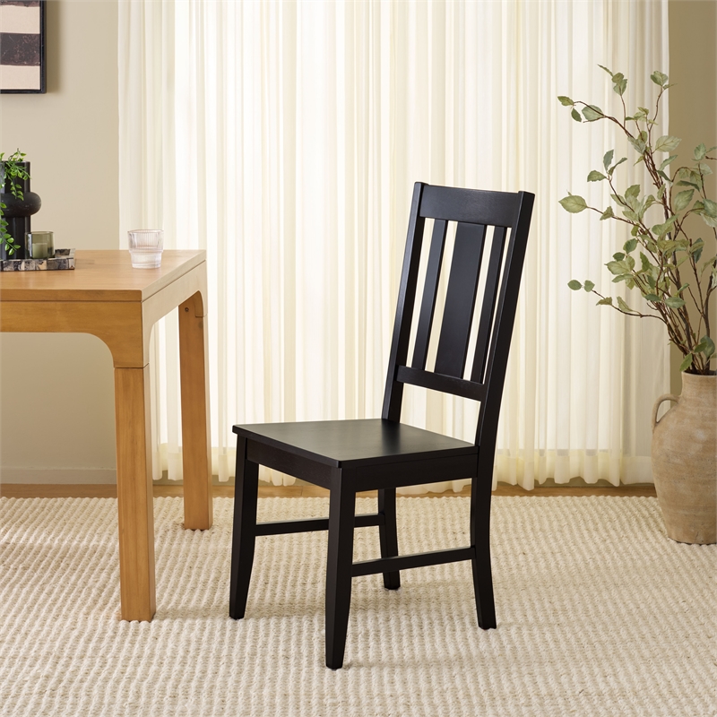 Safavieh Roswitha Wood Slat Back Side Chair in Black