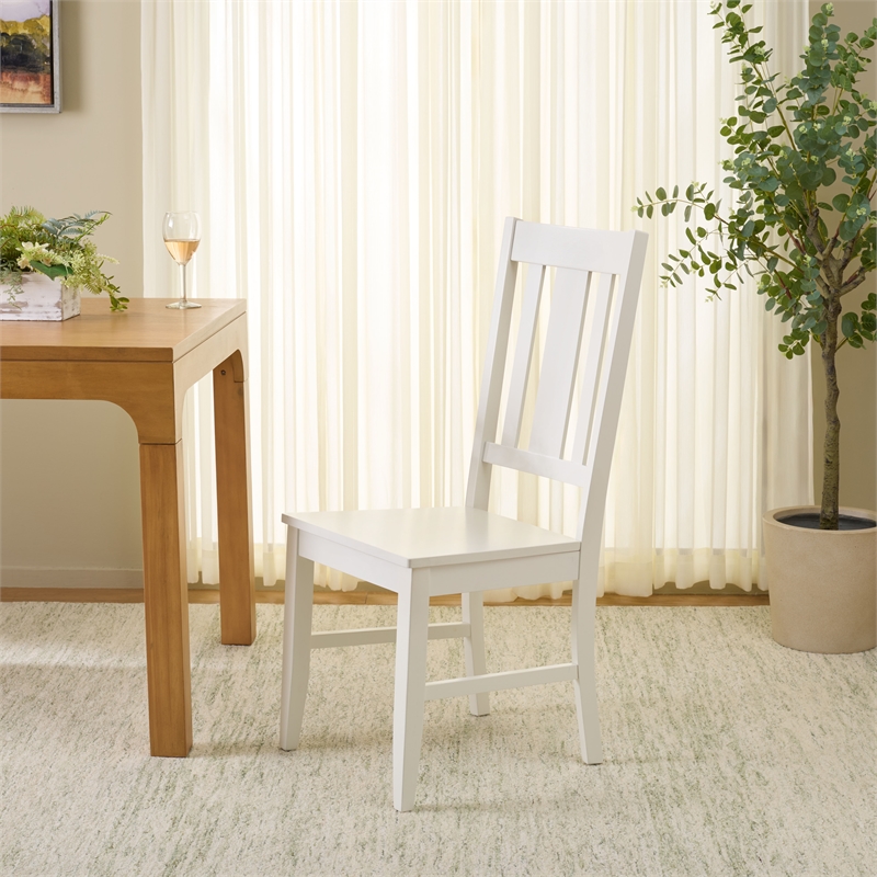 Safavieh Roswitha Wood Slat Back Side Chair in White