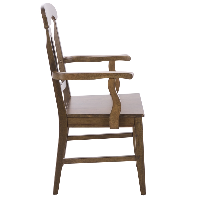 Safavieh Hannelore Wood Arm Chair in Dark Oak