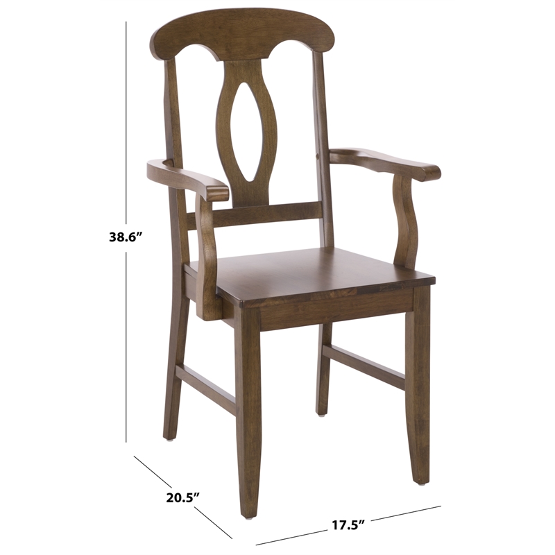 Safavieh Hannelore Wood Arm Chair in Dark Oak