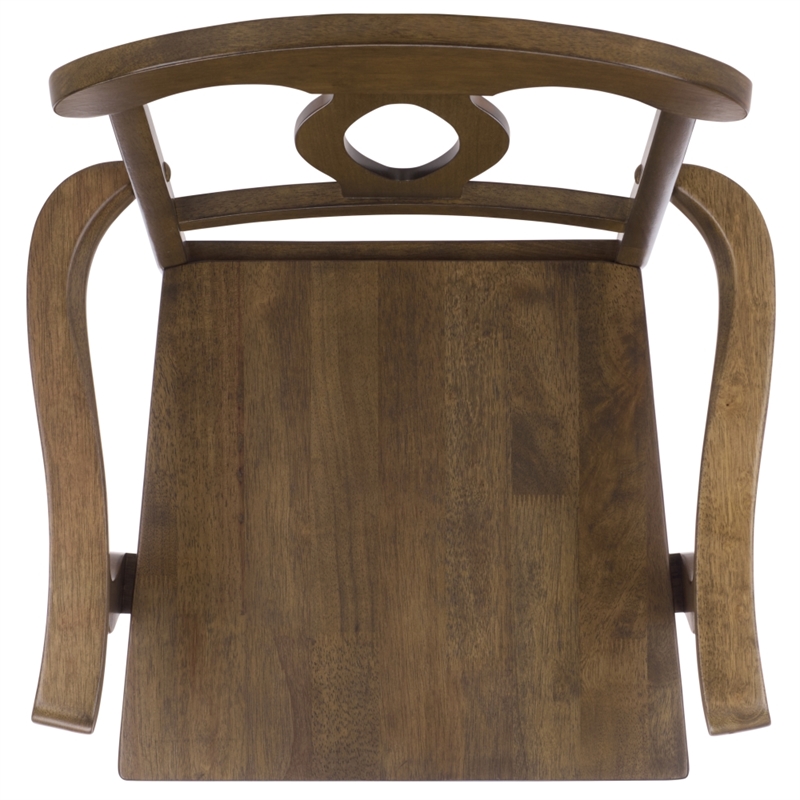 Safavieh Hannelore Wood Arm Chair in Dark Oak