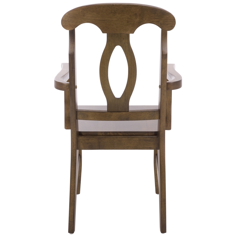 Safavieh Hannelore Wood Arm Chair in Dark Oak