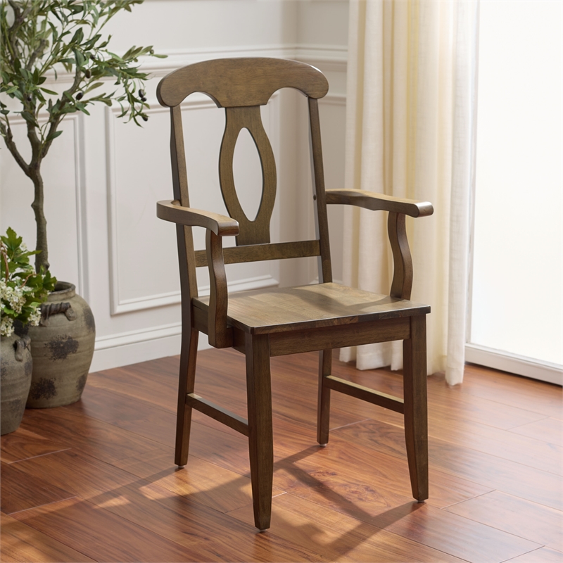 Safavieh Hannelore Wood Arm Chair in Dark Oak