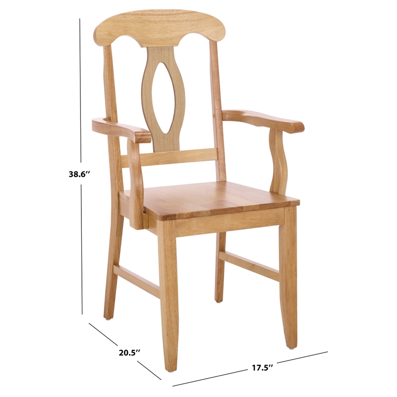 Safavieh Hannelore Wood Arm Chair in Light Oak